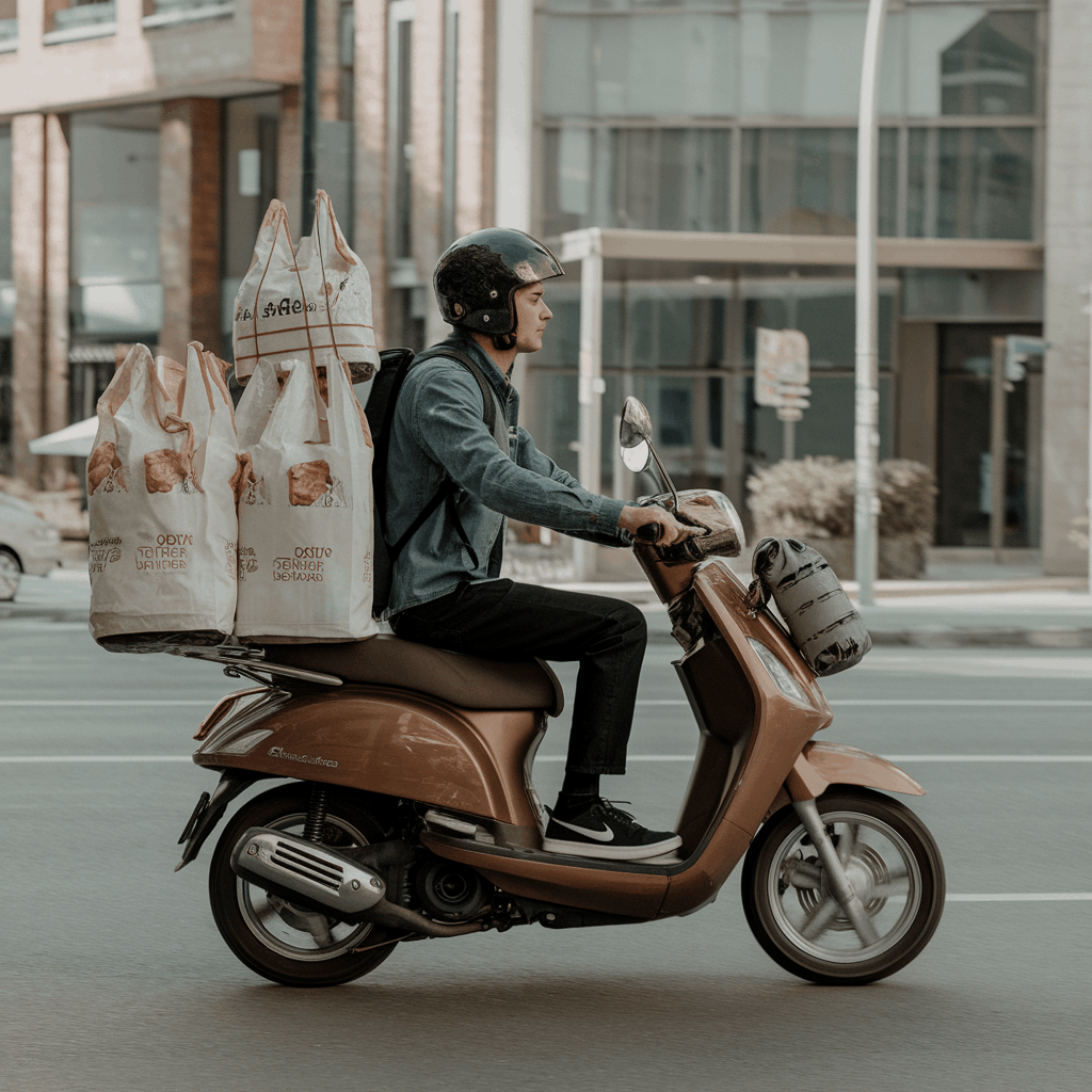 Rider per consegna cibo a Milano con zaino termico